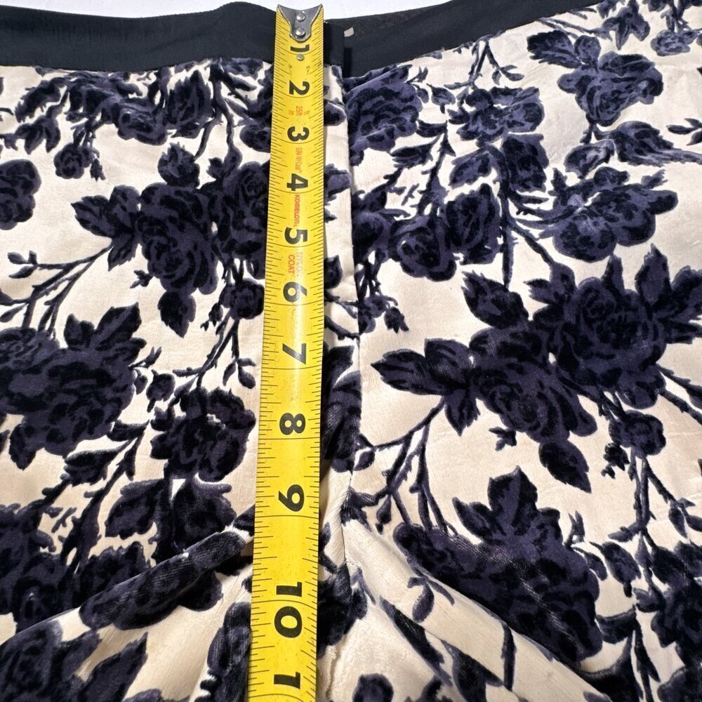 Tory Burch Dayton Floral Velvet Pants Size 8 Ivory Purple Flocked - Picture 16 of 16